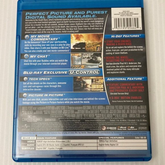 Death Race (Blu-ray Disc, 2008, 2-Disc Set, Unrated) - Picture 4 of 4
